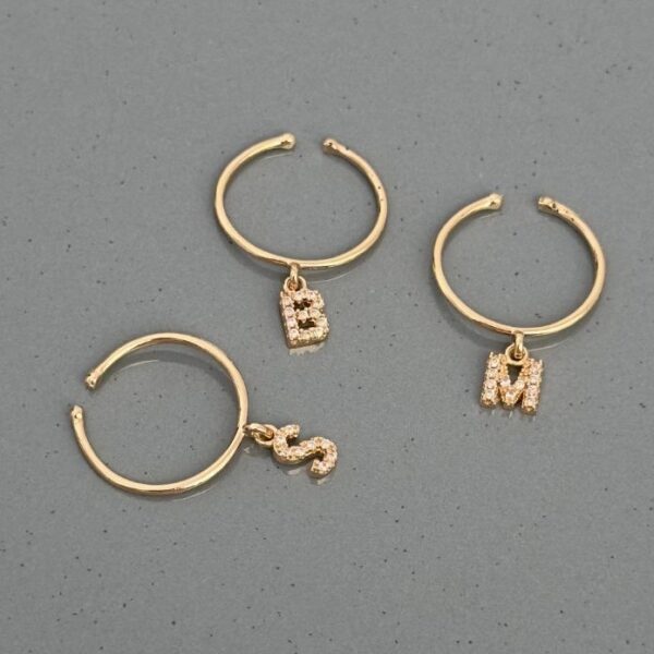 Pirinç Harf Taşlı Yüzük