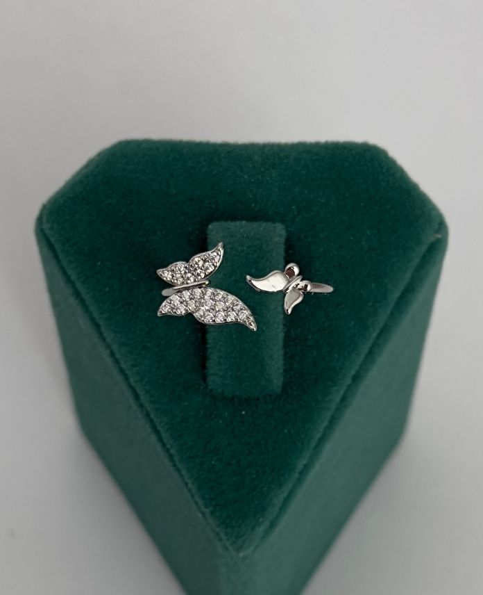 PYUAYARLANABILIRAYRIK2KELEBEKBIRITASLI3S-1.jpg Pirinç Ayrık Kelebek Ayarlanabilir Yüzük - Görsel 1