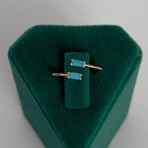 Pirinç Ayrık Sarmal Mavi Taşlı Ayarlanabilir Yüzük