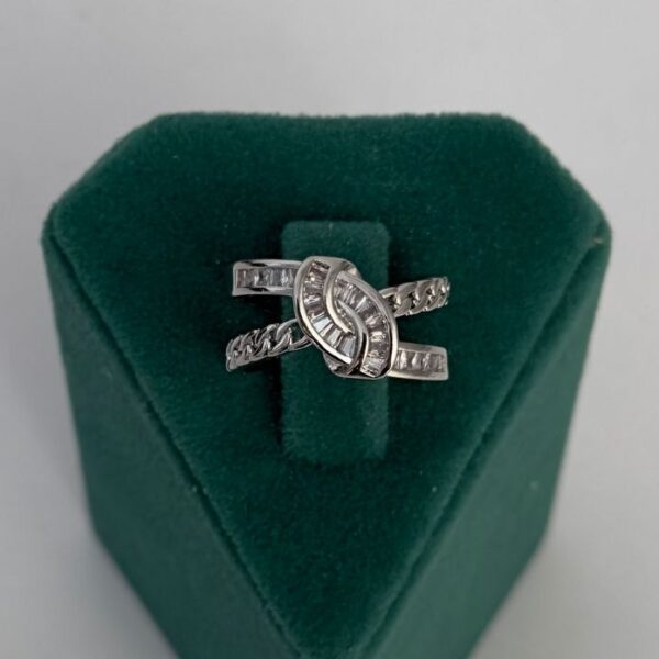 Pirinç Çapraz Sonsuzluk Kare Taşlı Ayarlanabilir Yüzük