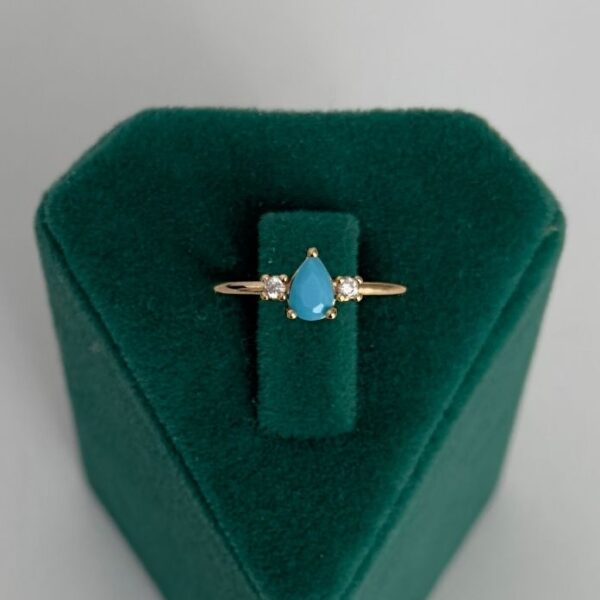 Pirinç Damla Mavi Ayarlanabilir Yüzük