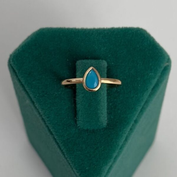 Pirinç Damla Mavi Ayarlanabilir Yüzük