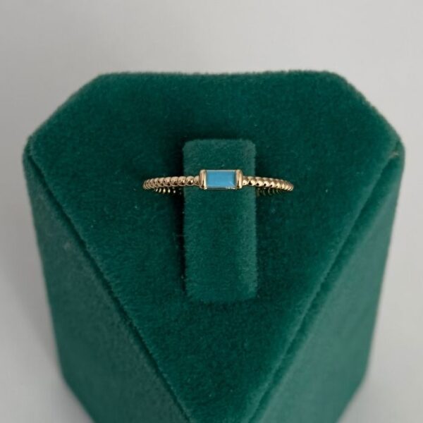 Pirinç Dikdörtgen Mavi Ayarlanabilir Yüzük