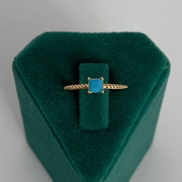 Pirinç Kare Mavi Ayarlanabilir Yüzük