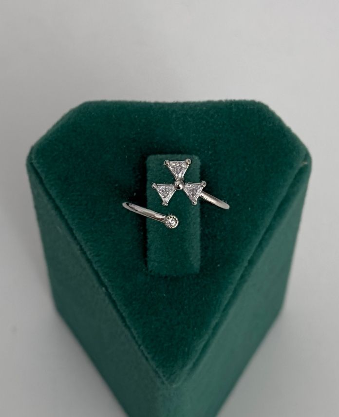 PYUAYARLANABILIRUCGENUCTASLIAYRIKS-1.jpg Pirinç Üçgen Taşlı Ayrık Ayarlanabilir Yüzük - Görsel 1