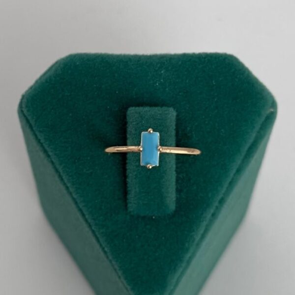 Pirinç Ayarlanabilir Dikdörtgen Mavi Taşlı Yüzük