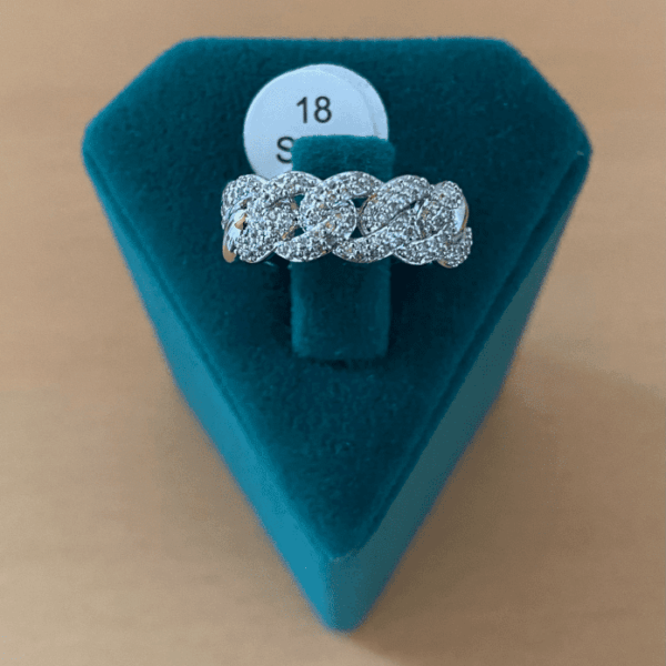 Pirinç Numaralı Zincir Full Taşlı Yüzük