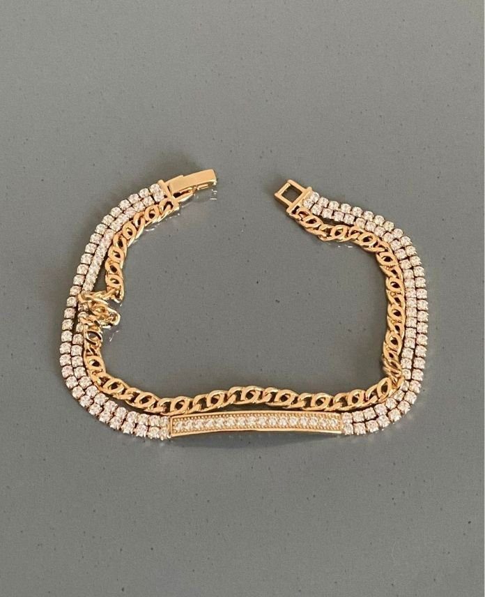 XBI2LIBIRITASLIBIRIZINCIR1R-1.jpg Xuping 2Li Taşlı Ve Zincir Bileklik - Görsel 1