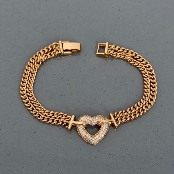 Xuping İki Zincir Ortası Kalp Taş Bileklik