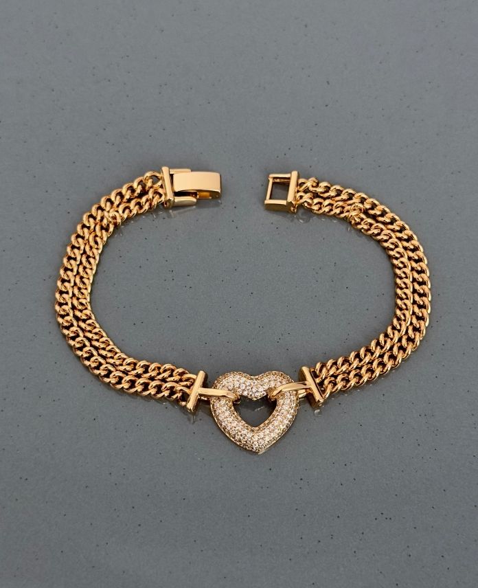 XBIIKIZINCIRORTASIKALPTASLI2R-1.jpg Xuping İki Zincir Ortası Kalp Taş Bileklik - Görsel 1