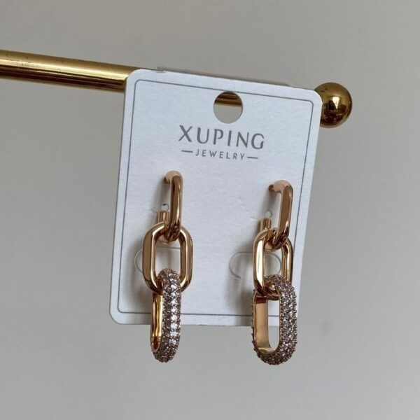 Xuping 3 Oval Halka Taşlı Küpe