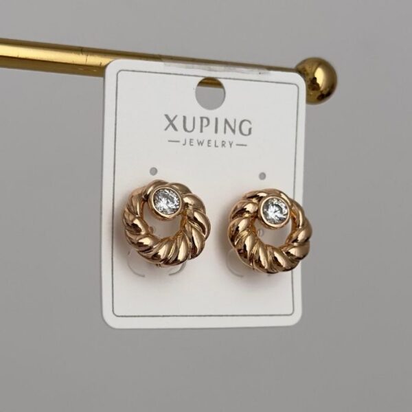 Xuping Halka Çizgili Taşlı Küpe