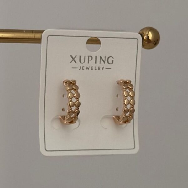 Xuping Halka İki Sıra Boncuklu Küpe