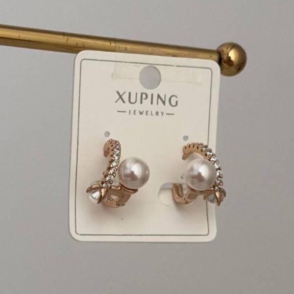 Xuping Halka Taşlı Ucu İnci Küpe