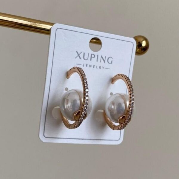 Xuping İncili Halka Taşlı Küpe