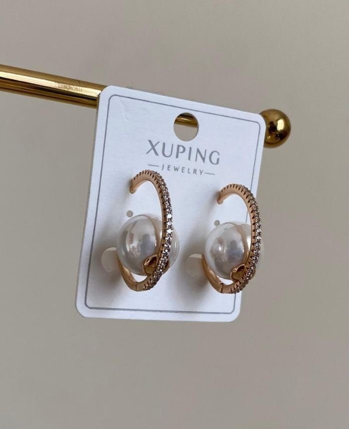 XKUINCILIHALKATASLIR-1.jpg Xuping İncili Halka Taşlı Küpe - Görsel 1