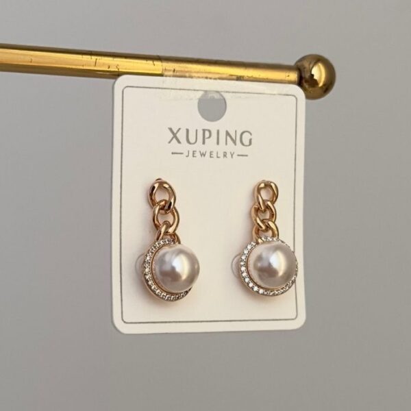 Xuping Zincir Ucu İnci Taşlı Küpe