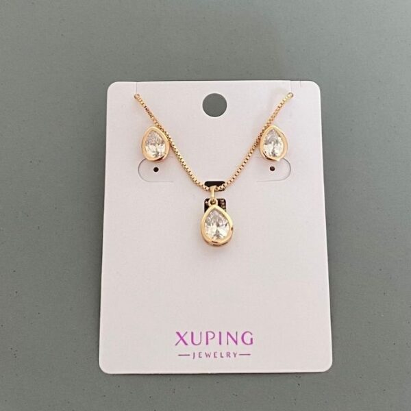 Xuping Damla Taşlı Kolye Küpe Seti