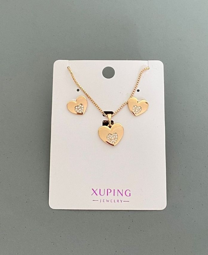 XSETKALPTASLIR-1.jpg Xuping Kalp Taşlı Kolye Küpe Seti - Görsel 1