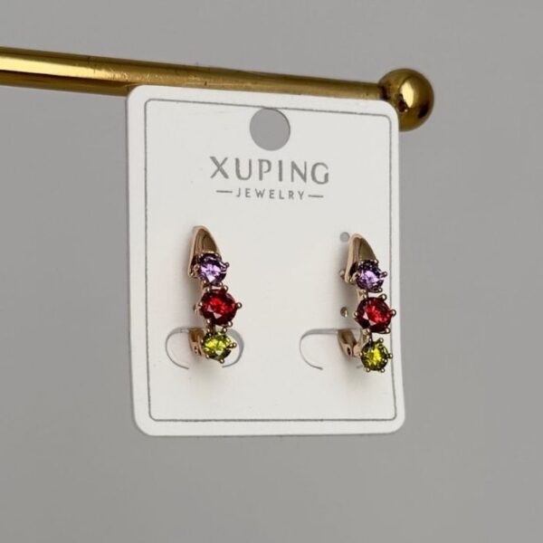 Xuping 3 Renkli Taş Elips Küpe