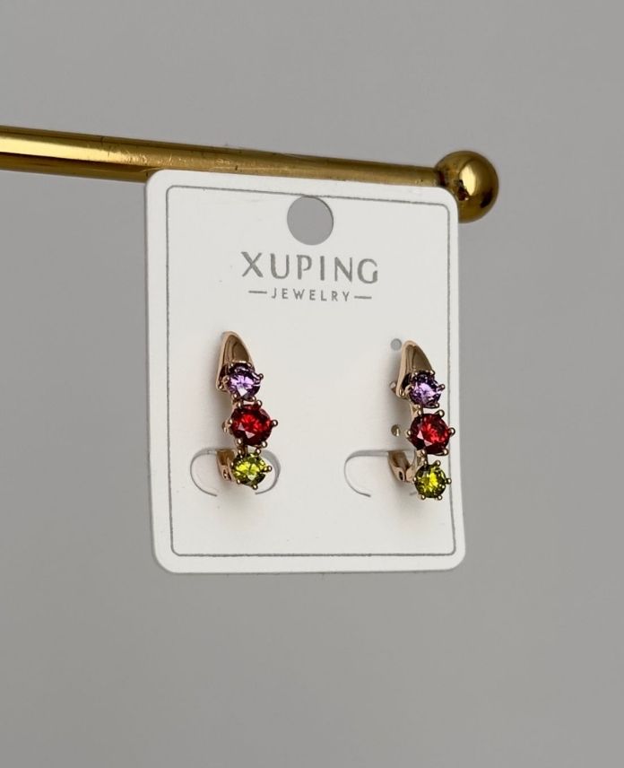 XU3RENKLITASELIPS1R-1.jpg Xuping 3 Renkli Taş Elips Küpe - Görsel 1