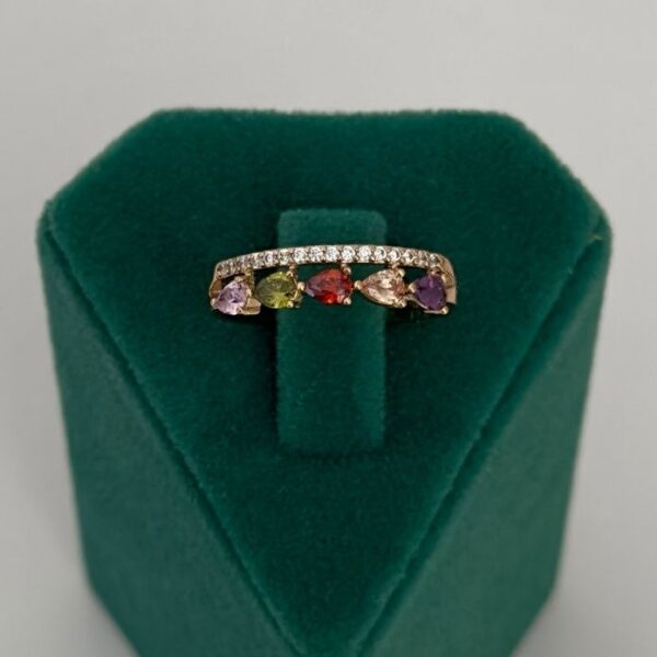 Xuping Numaralı 5 Damla Taş Renkli Düz Sıra Taş Yüzük