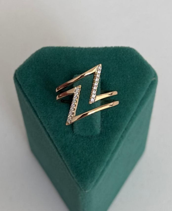 XYUNUMARALIIKILSIMSEKTASLIR-1.jpg Xuping Numaralı 2 Li Şimşek Taş Yüzük - Görsel 1